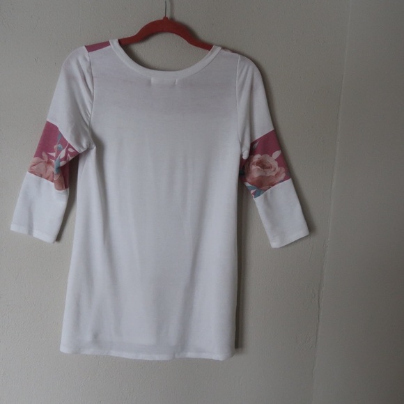 White/floral lake flower super soft baseball tee - Picture 6 of 7